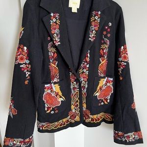 Anthropologie Maeve ELLEN Embroidered Jacket